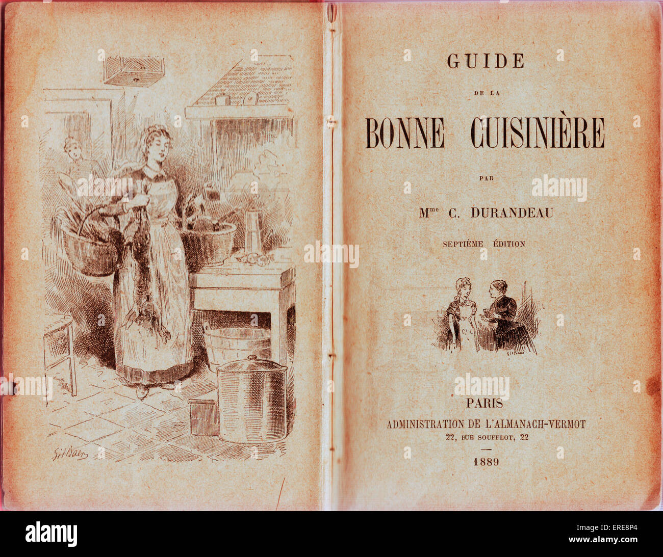 Führen Sie De La Bonne Cuisinière - guter Koch Guide, französischen Buches 1889 veröffentlicht. Leder gebunden, einfache Abdeckung. Stockfoto