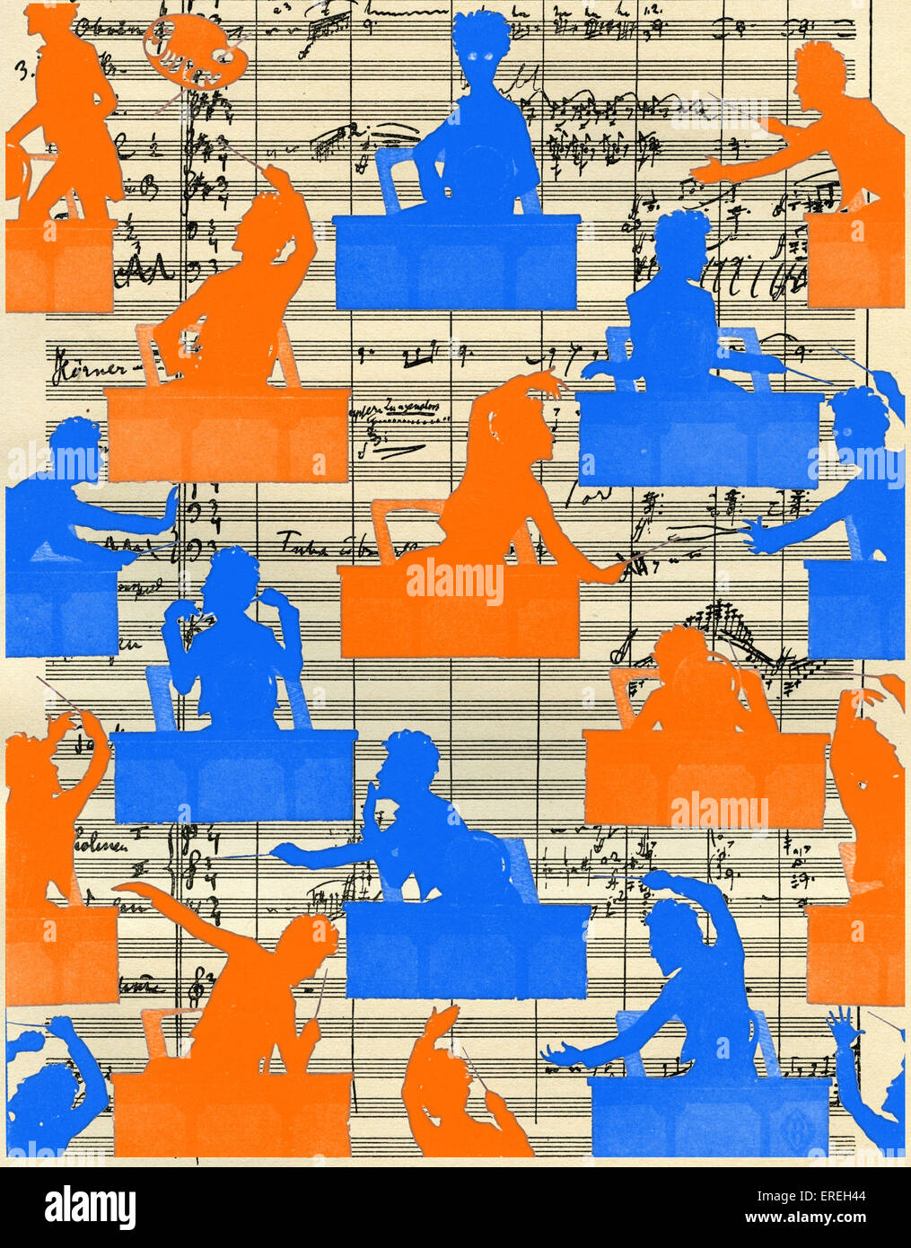 Gustav Mahler dirigieren - Karikatur von Bohler / Böhler im Jahre 1899. Österreichischer Komponist, 7. Juli 1860 - 18. Mai 1911 Stockfoto