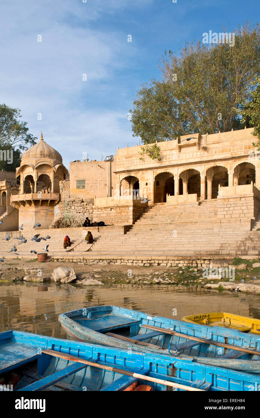 Indien, Rajasthan, Jaisalmer, Gadisar tank Stockfoto