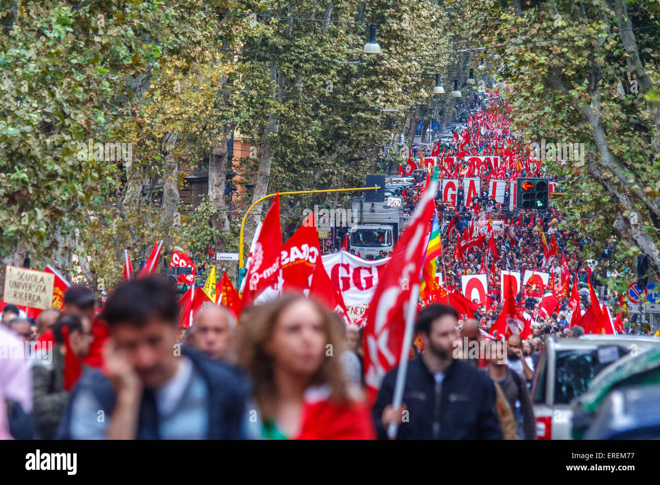 Manifestation der FIOM Union im Oktober 2010 in Rom stattfand Stockfoto