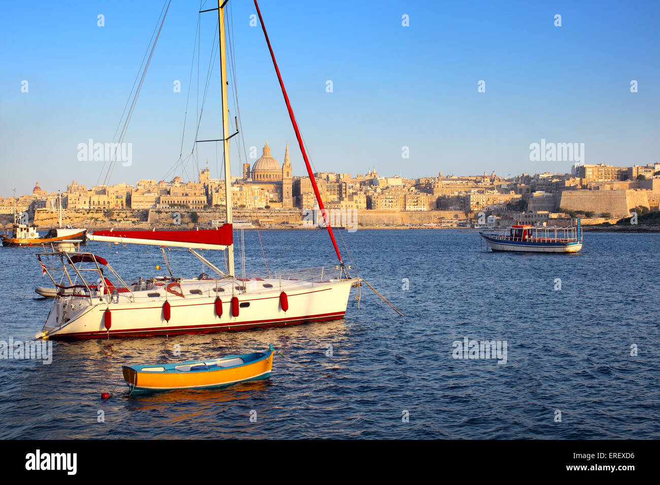 Valletta-Skyline am Abend, Malta Stockfoto