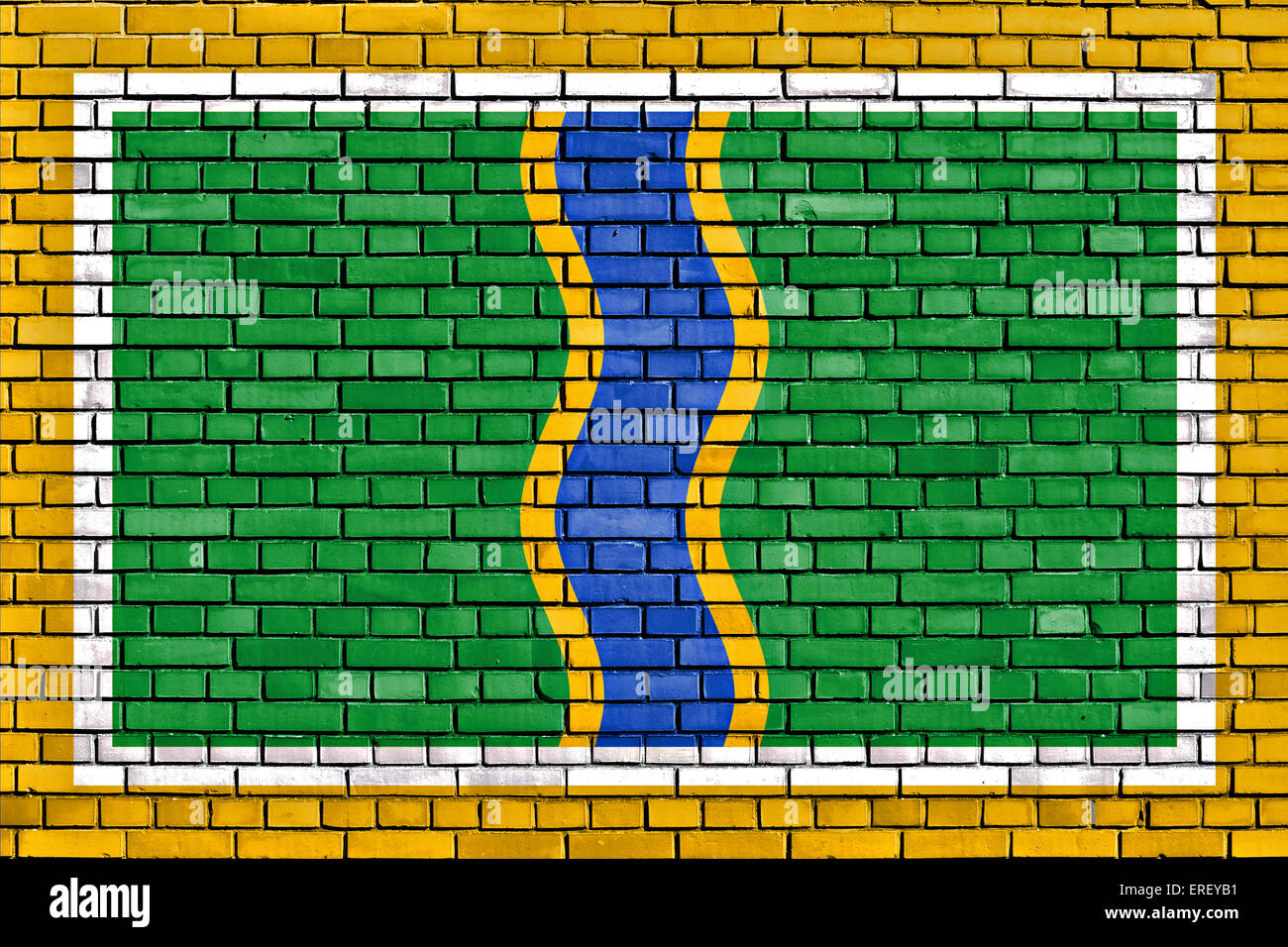 Flagge von Andorra la Vella auf Mauer gemalt Stockfoto