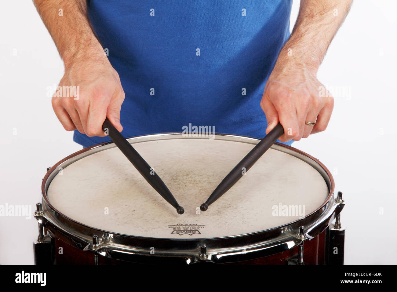 Snare Drum Technik, aufeinander abgestimmten Griff. Stockfoto