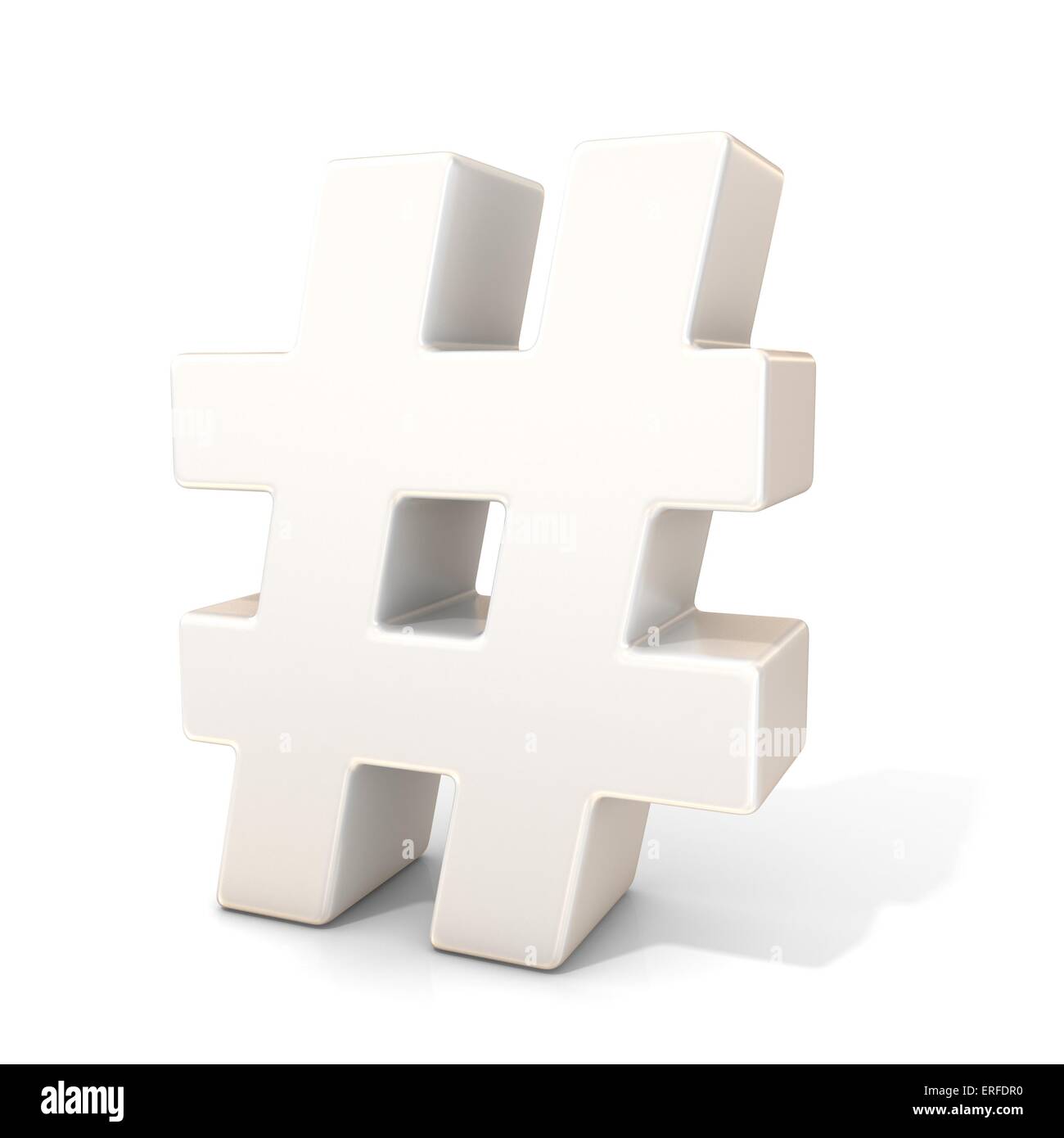 Hashtag, Mark 3d weiße Raute isoliert auf weißem Hintergrund Stockfoto