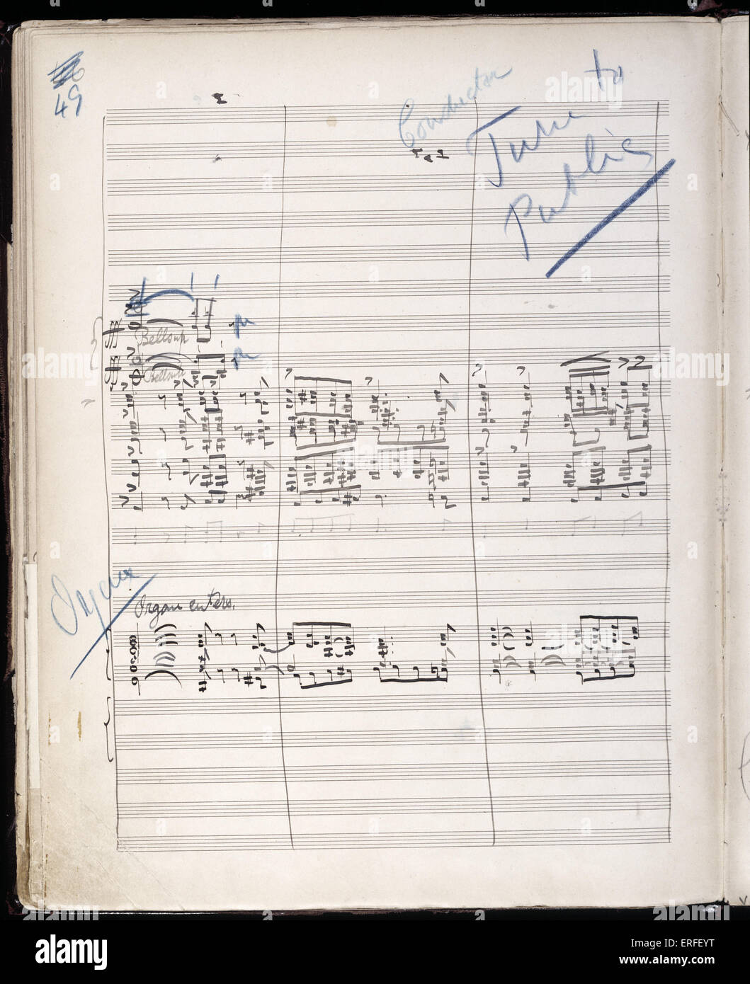 Sir Henry J Wood Original handschriftliche Noten für "Fantasia on British Sea Songs", Nr. 2 (Rule Britannia) mit Holz Stockfoto