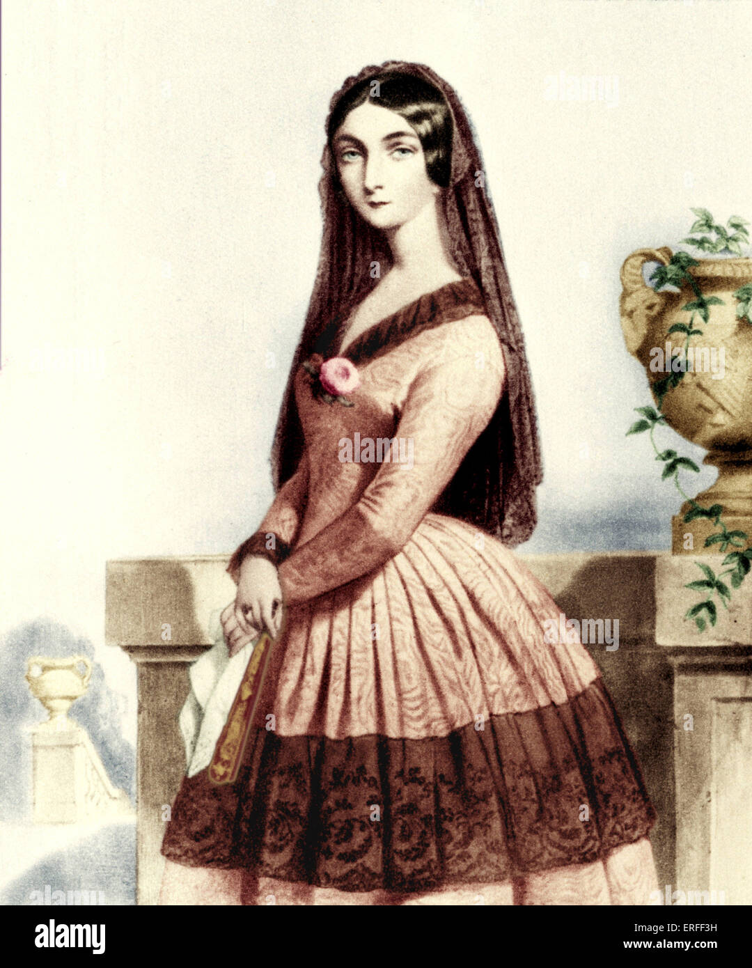 Lola Montes (oder Montez). Lithographie von Alophe nach einem Porträt von Dartiguenave. Irische Abenteurer und Tänzer (1818-1861), die Stockfoto