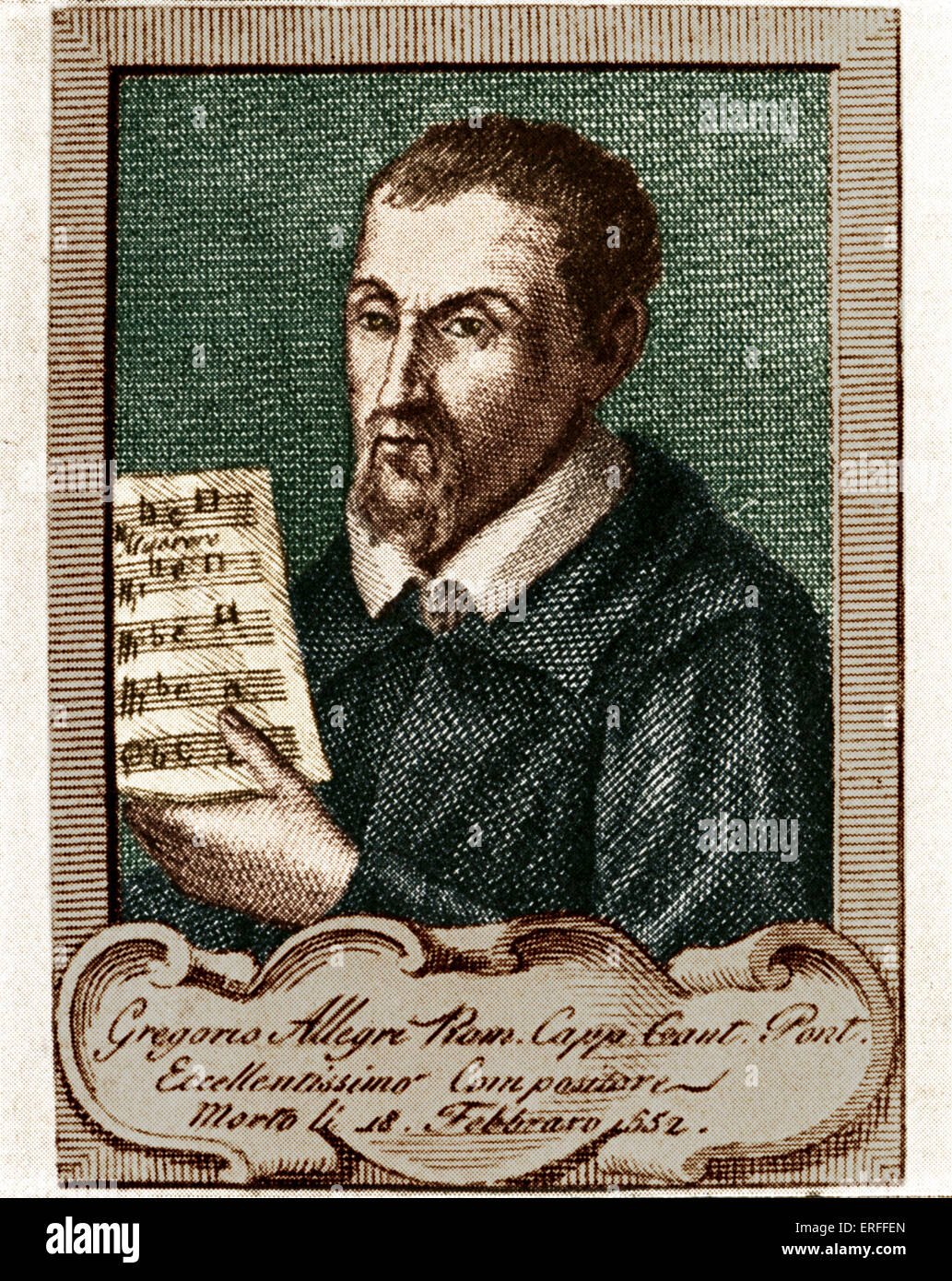 Gregorio Allegri, italienischer Sänger und Komponist. (1582 - 1652). besonders bekannt für seine "MISERERE" Stockfoto