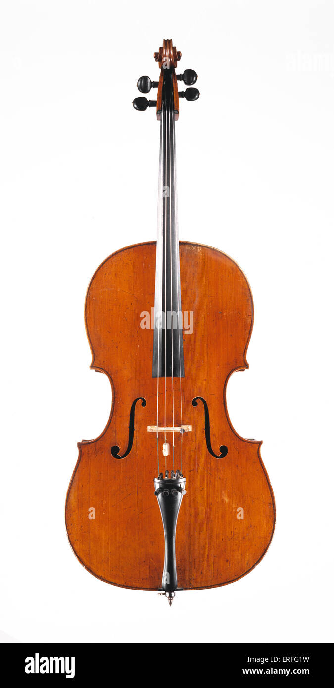 Cello von Celoniato, Turin c. 1740. Frontansicht Credit: Clarissa Bruce/Royal Academy Of Music Stockfoto