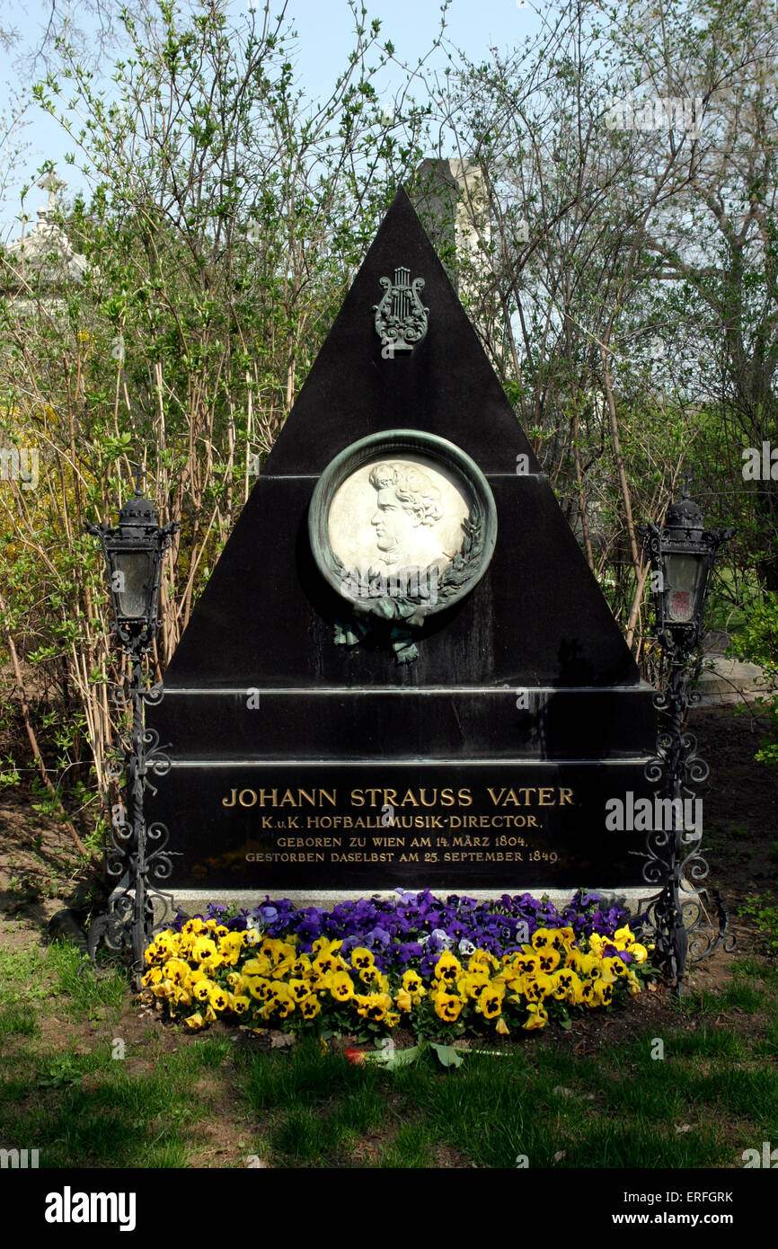Grab von Johann Strauss I, österreichischer Komponist, im Zentralfriedhof (Zentralfriedhof), Wien, Österreich. 14. März 1804-25 Stockfoto