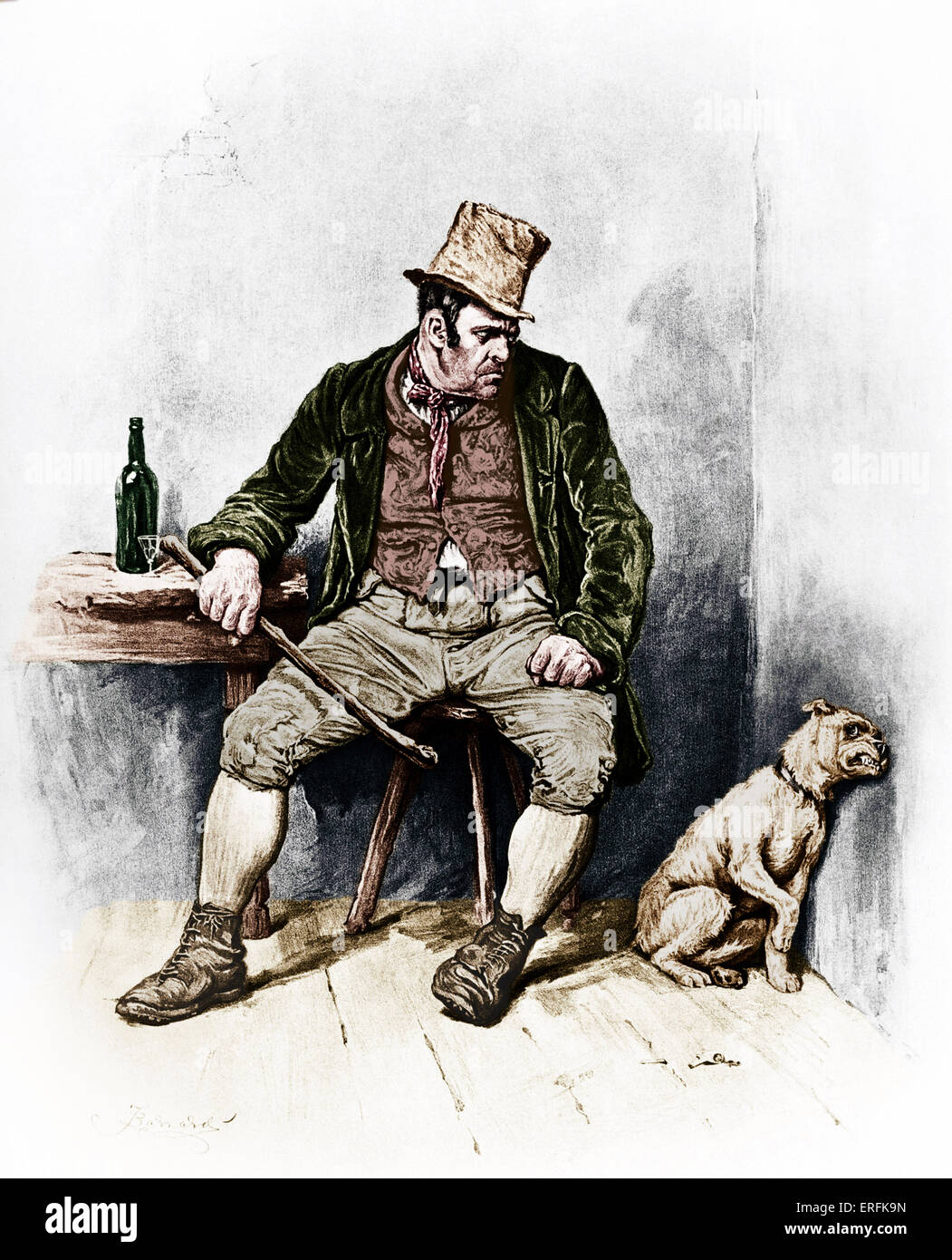 Charles Dickens's 'Oliver Twist': Porträt von Bill Sykes 7. Februar 1812 - 9. Juni 1870.  Illustration von Frederick Barnard Stockfoto
