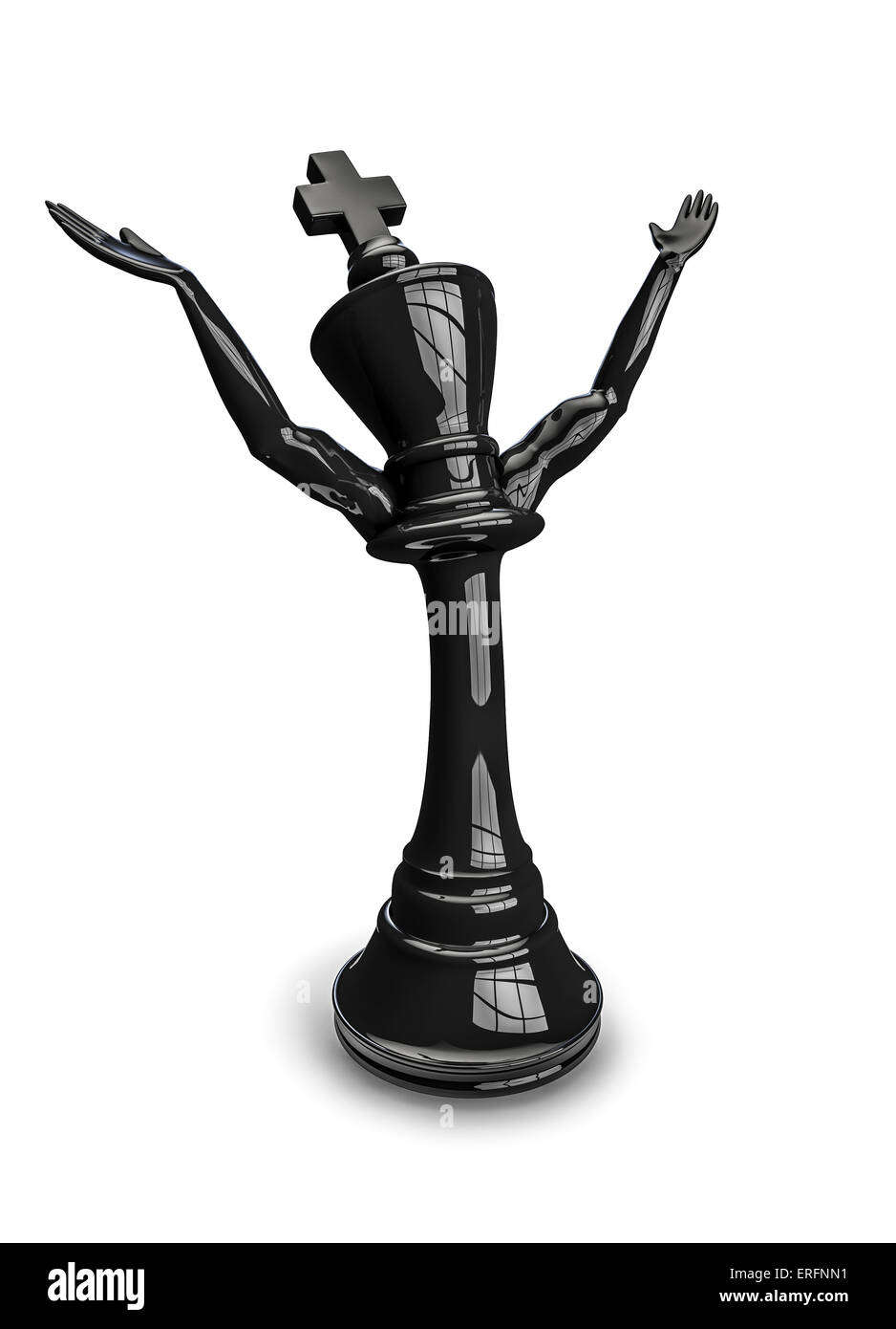 3D Rendern der schwarze König jubeln mit erhobenen Armen Stockfoto