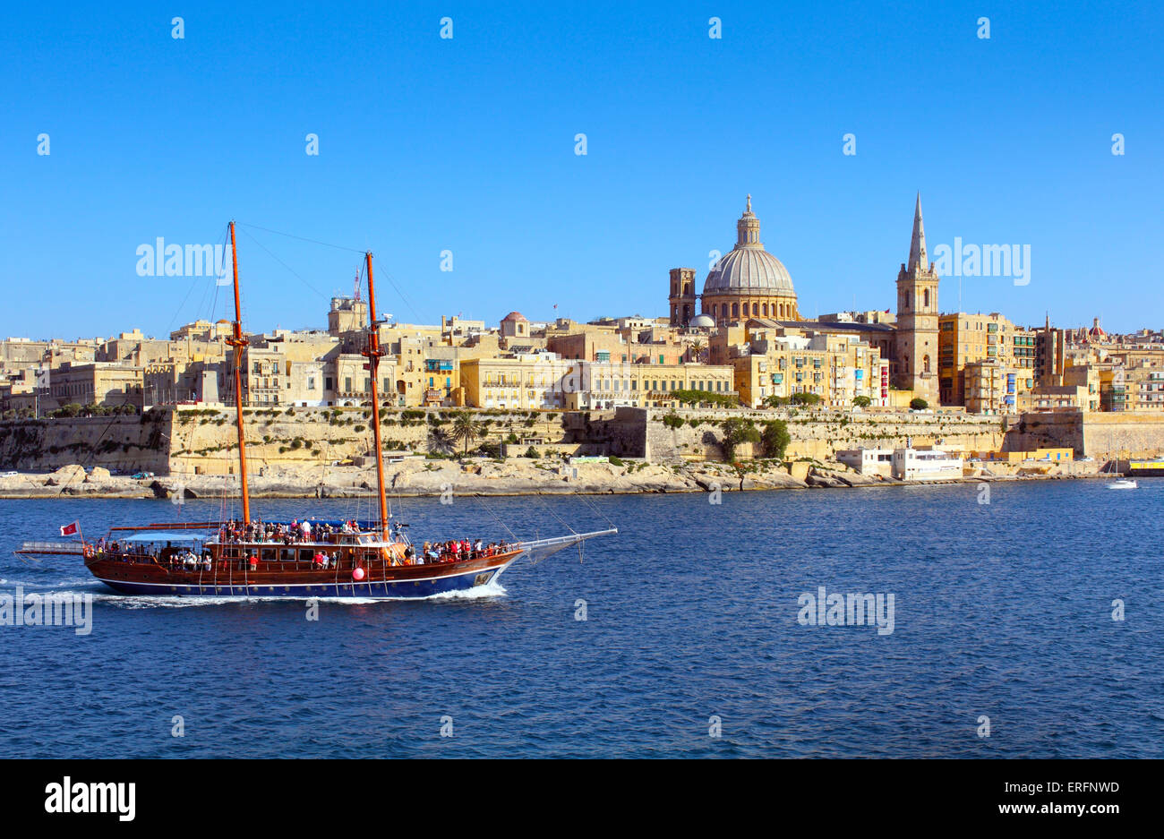 Valletta-Skyline am Abend, Malta Stockfoto