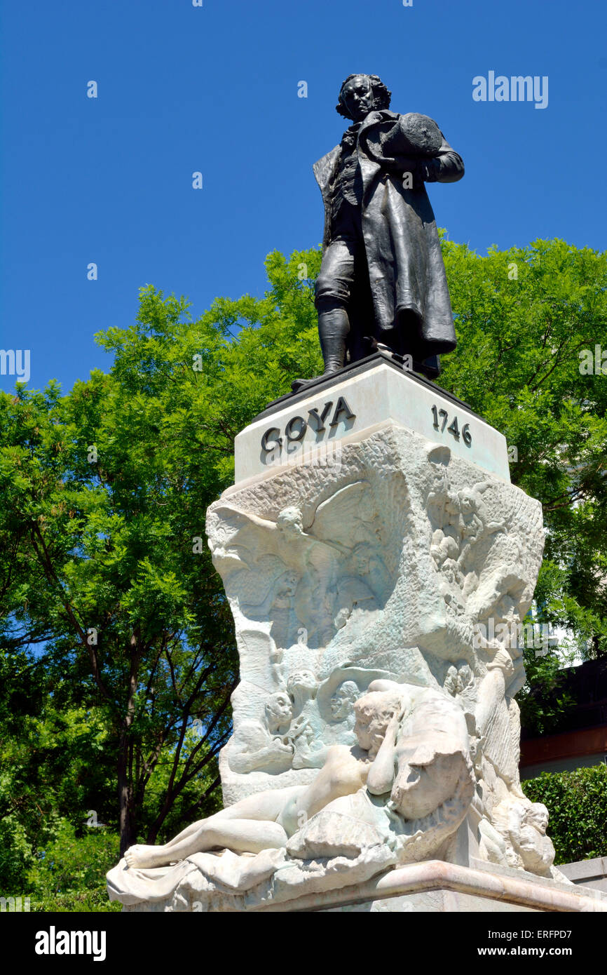 Statue von Goya vor Eingang zum Museo del Prado, Madrid, Spanien Stockfoto