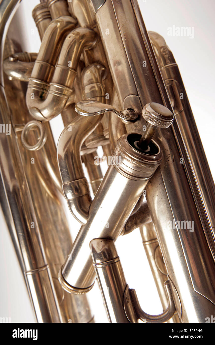 Euphonium - close-up der versteckten Ventil und Schlauch. Stockfoto