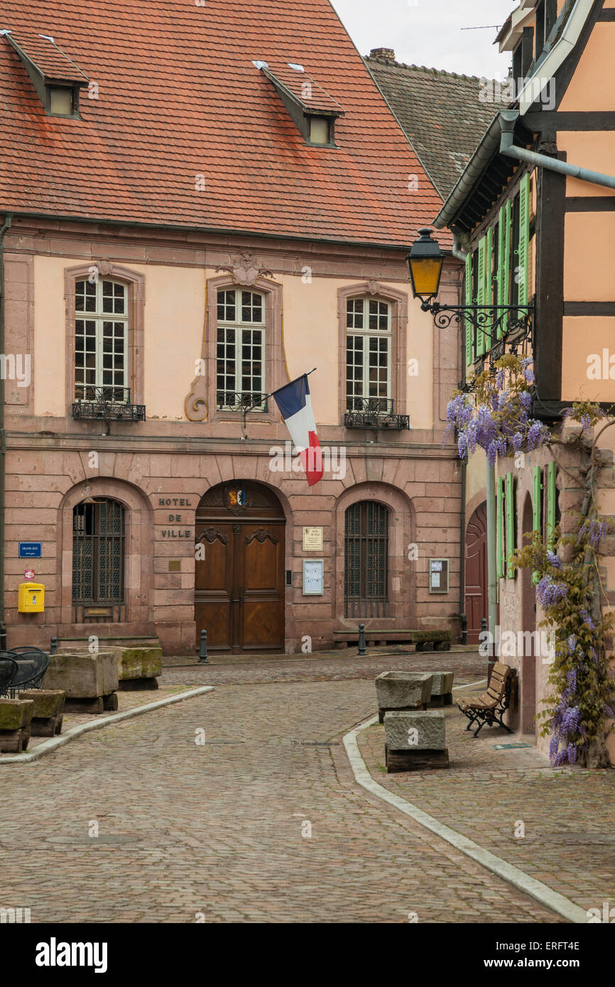 Frühling-Nachmittag in Kientzheim, Elsass, Frankreich. Stockfoto