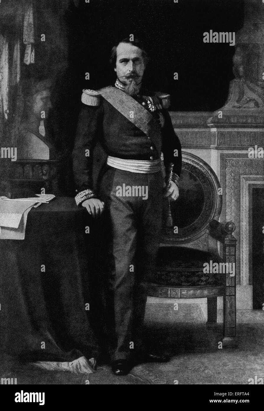 Napoleon III von Frankreich - Portrait von Jean-Hippolyte Flandrin. JHF, französischer Maler und Grafiker: 23. März 1809 - 21. März 1864. Louis-Napoléon Bonaparte, erster Präsident der französischen Republik & der einzige Kaiser des Zweiten Kaiserreichs: 20. April 1808 - 9. Januar 1873. Stockfoto