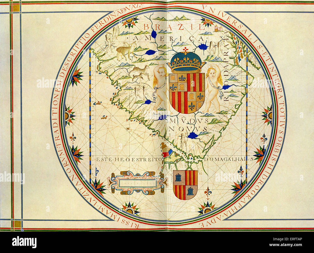 Karte von der Südspitze Amerikas (Map of South America) von Fernão Vaz Dourado, 1571. Stockfoto