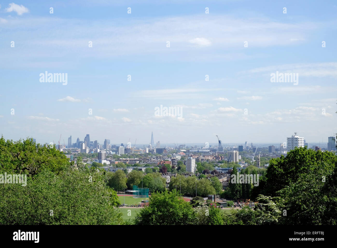 Ein Blick auf die Skyline von London vom Parliament Hill Stockfoto