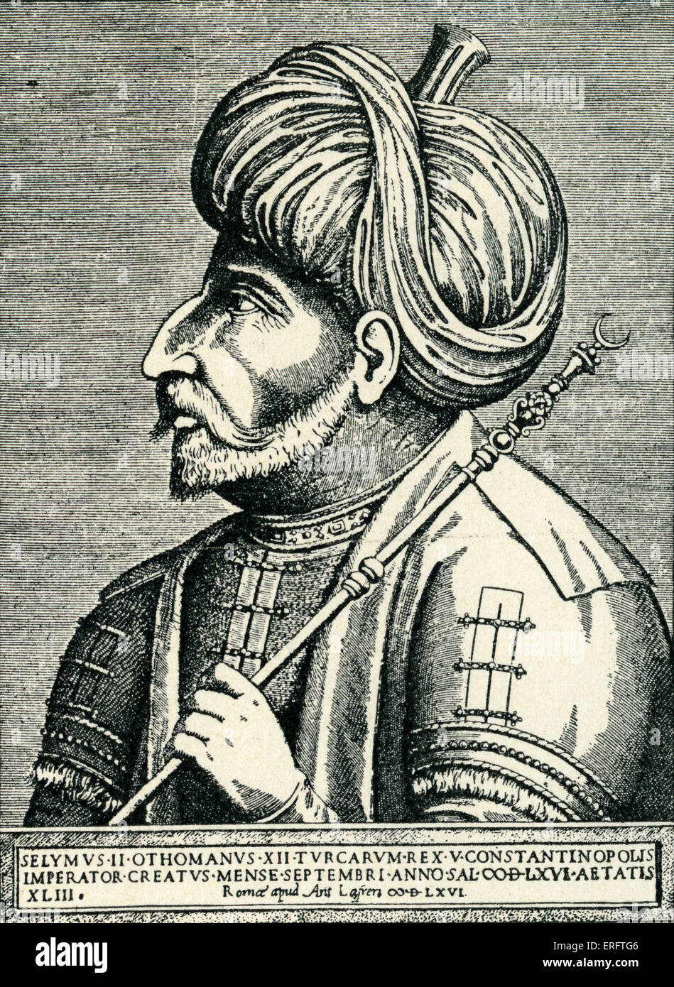Sultan Selim II - Kupferstich von Antonio Lafreri. Original in der Bibliothèque Nationale Paris gehalten.  Regierungszeit: 1524-1574 Stockfoto