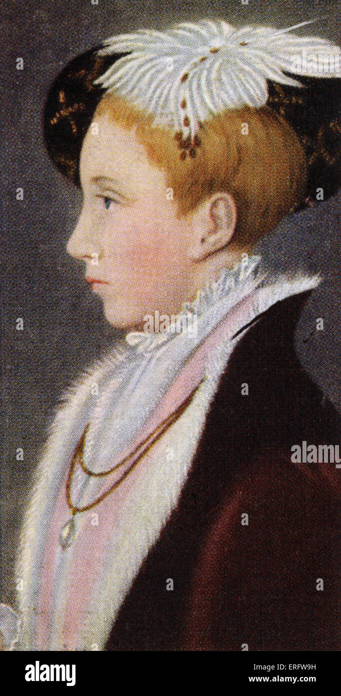 König Edward VI Porträt (Reigned 1547-1553). Der Sohn von Jane Seymour und Henry VIII folgte seinem Vater im Alter von neun. Während Stockfoto