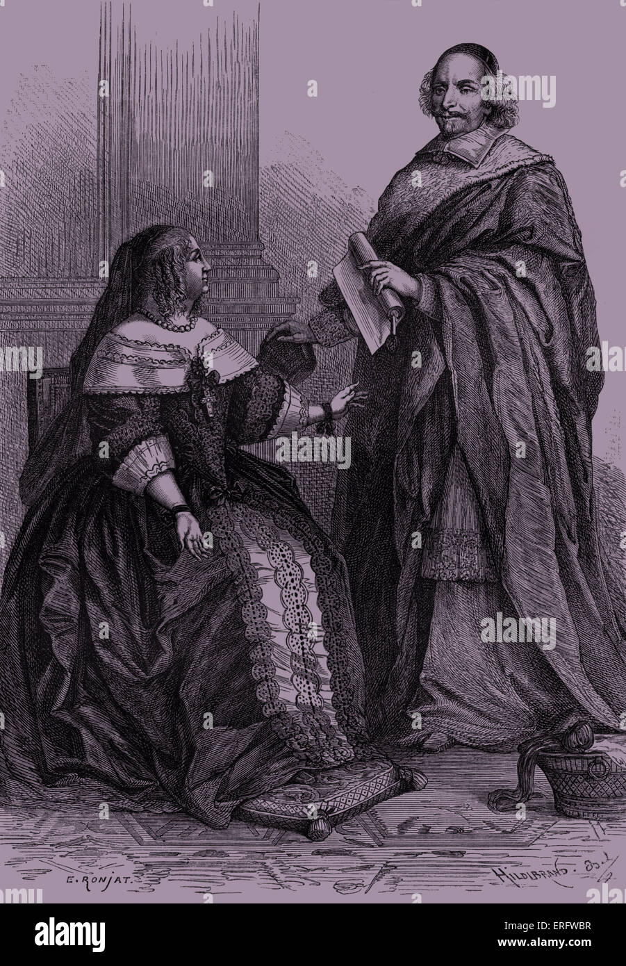 Anna von Österreich (Ehefrau von Louis XIII) und Mutter von Louis XIV und Kardinal Marazin. Anna Maria von Österreich (1601-1666), Kardinal Stockfoto
