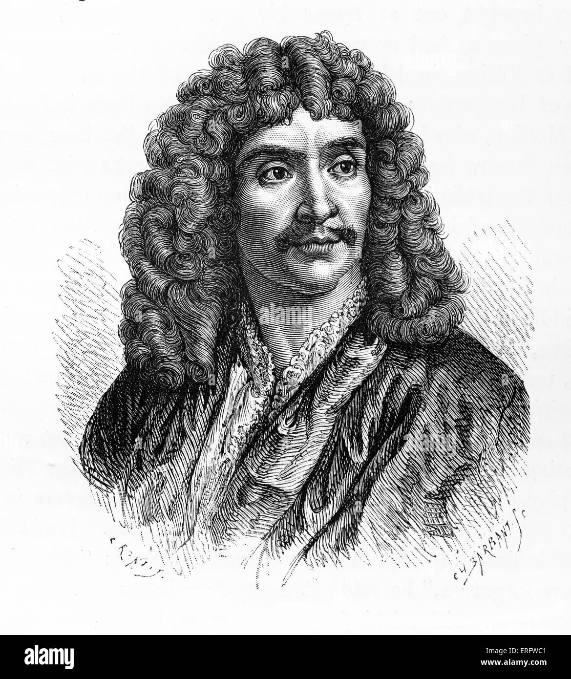 Jean-Baptiste Poquelin, auch bekannt unter seinem Künstlernamen, Molière, war ein französischer Dramatiker und Schauspieler. Molière:1622 – 1673. Stockfoto