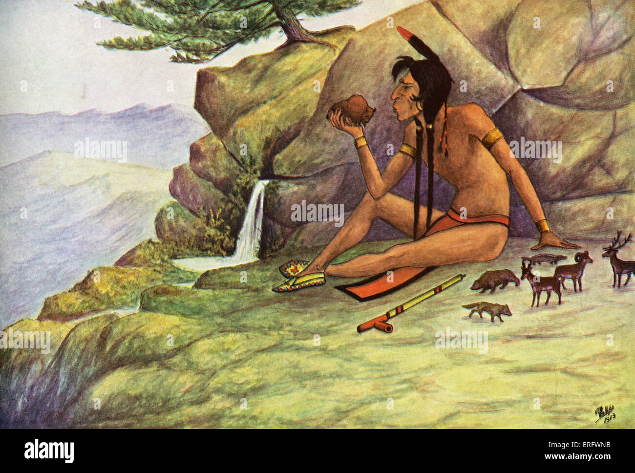 Indische Märchen für kleine Leute von W. S. Phillips (El Comancho 1867-1940). Abbildungen vom Autor. Geschichte von wie Napit gemacht Stockfoto