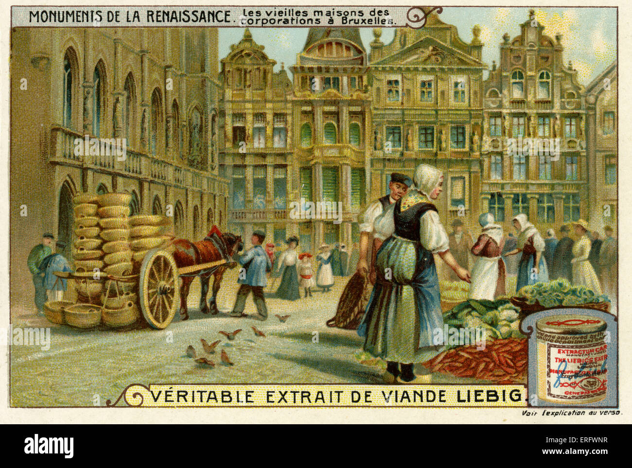 Gilde-Gebäude in Brüssel, die im 16. Jahrhundert erbaut. Jeder Handel hatte eine eigene Gilde und Gebäude zu diesem Zeitpunkt. Mit kunstvollen Skulpturen und Reliefs verziert. (Liebig Anzeige Serie erleben De La Renaissance) Stockfoto