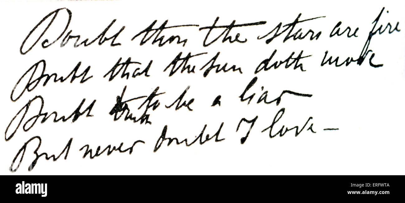 Hauptmann Alfred Dreyfus Tagebuch Zitat aus Hamlet in seiner Handschrift. "Zweifel du die Sterne sind Feuer..."  Fälschlicherweise inhaftiert Stockfoto