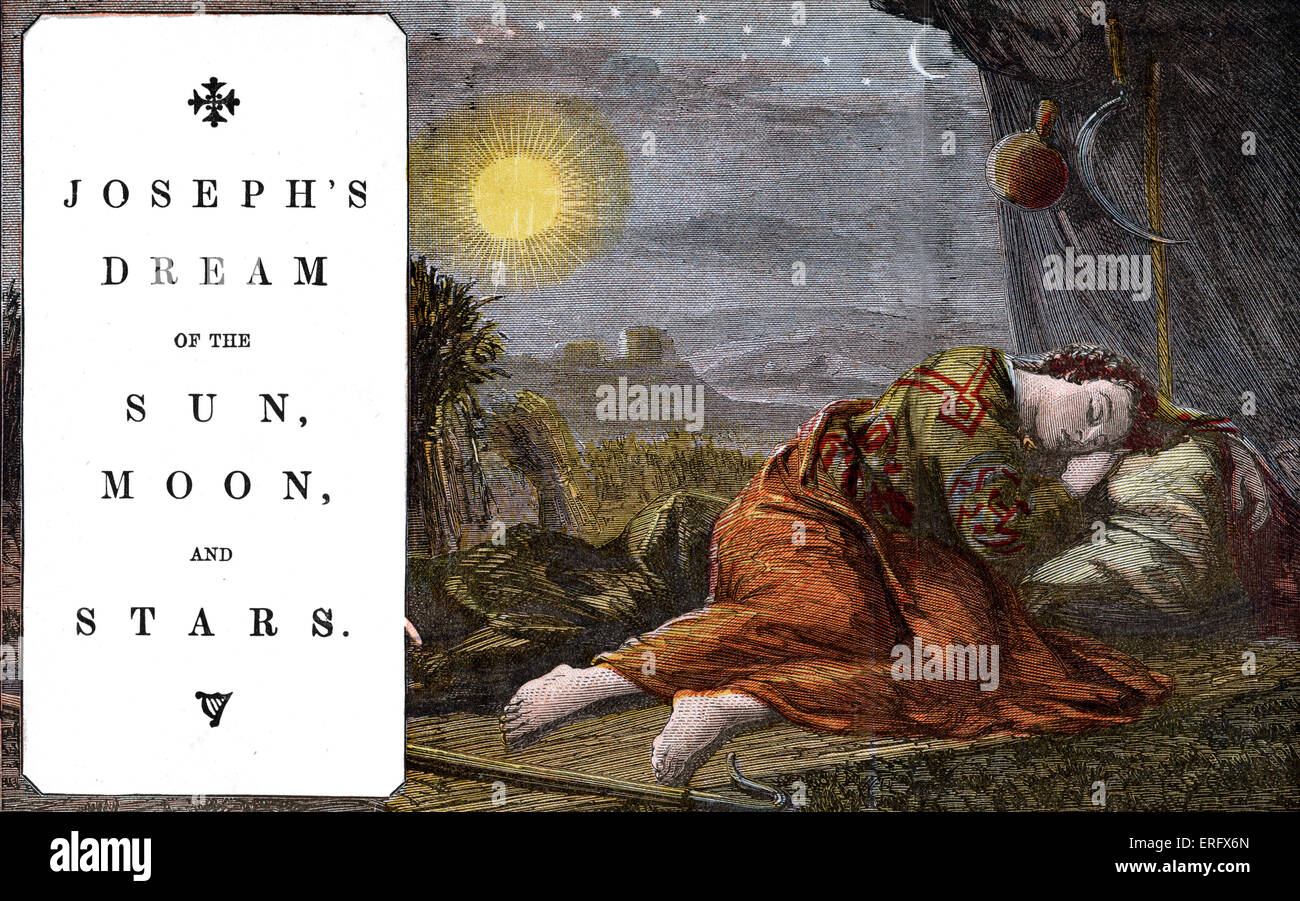 Genesis: Josephs Traum von Sonne, Mond und Sterne.  Geschichten aus der Bibel in viktorianischen Illustrationen für die Sonntagsschule. Ch 37, Vers Stockfoto