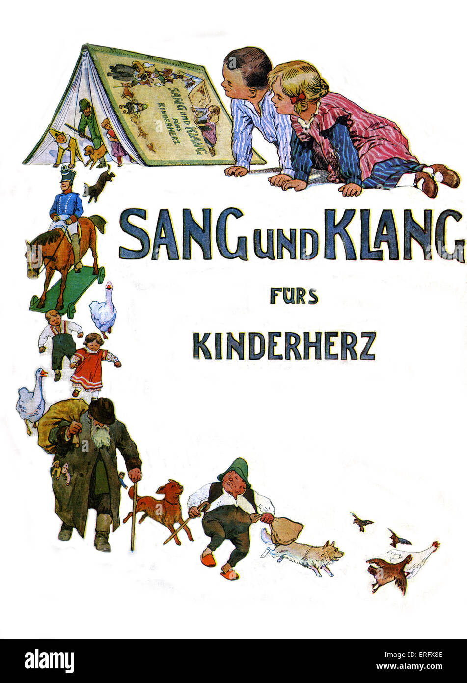 Sang Und Klang Pelze Kinderherz, Buch der Noten für Kinderreime von Engelbert Humperdinck.  . Einbandentwurf von Paul Hey. Stockfoto