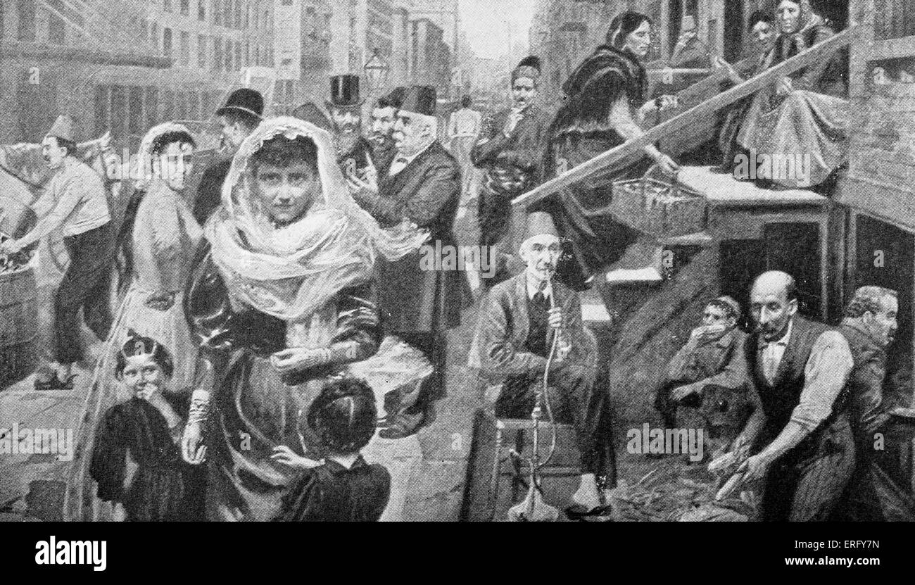 Syrische Kolonie im unteren Washington Street, New York, der 1890er Jahre. Bildunterschrift lautet: "Wo die türkischen Zigarette Begeisterung entstanden". Ende des 19. Jahrhunderts Abbildung. Stockfoto