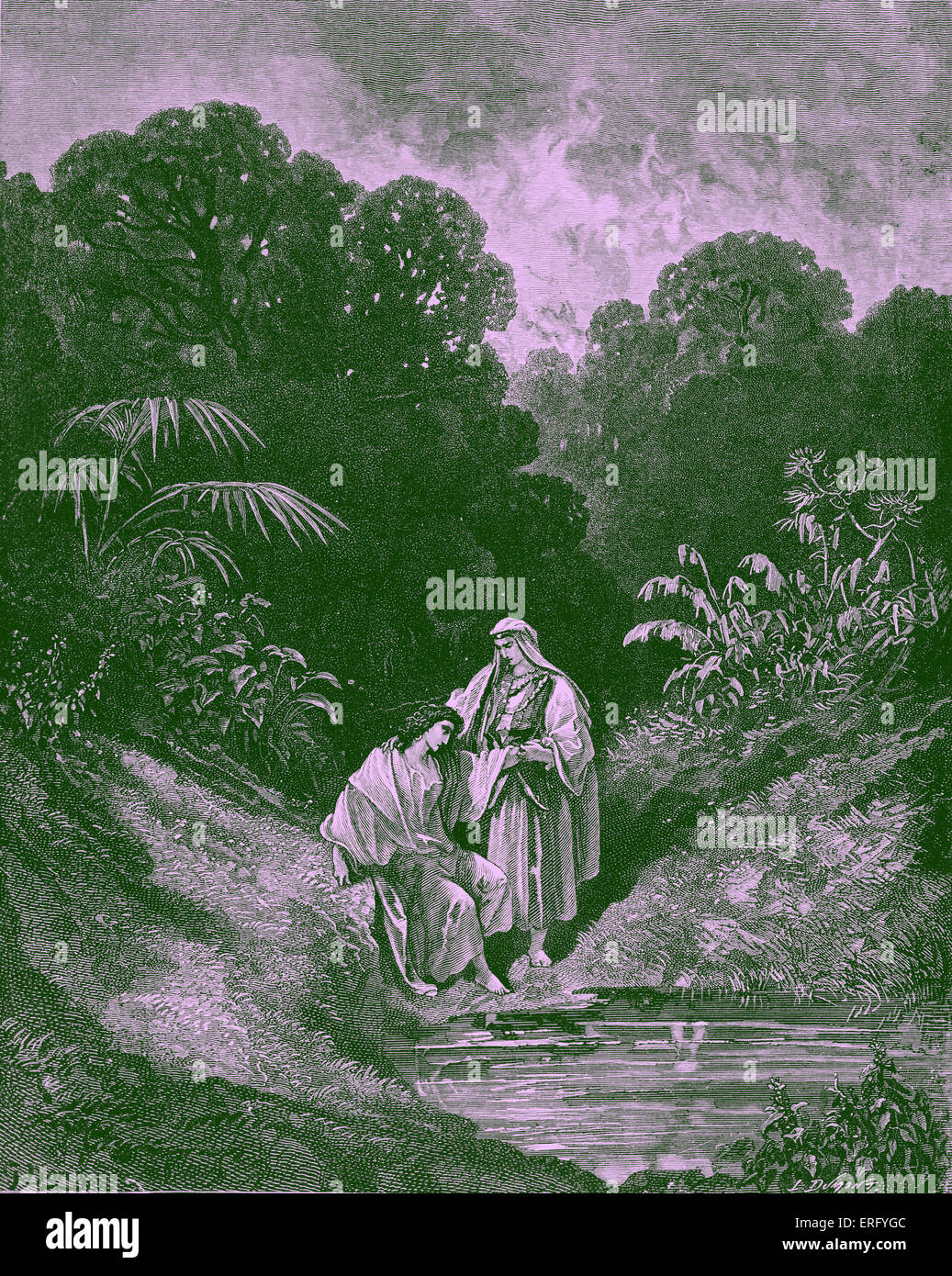 David und sein Freund Jonathan. 1. Samuel 20. Gezeichnet von Gustave Doré, französische Künstler, b 6. Januar 1832 – 23. Januar 1883. Gestochen von L Dumont. Stockfoto