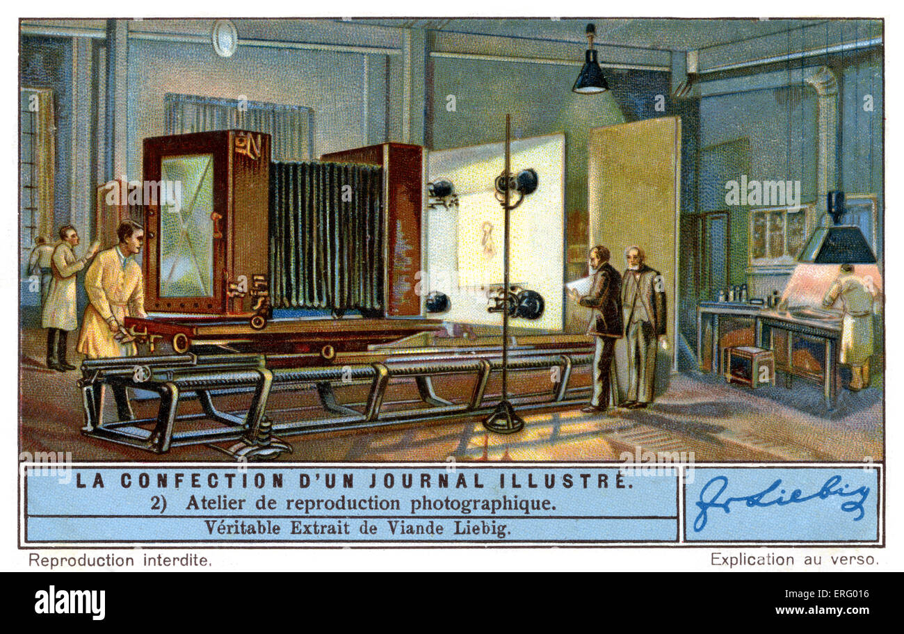Das Studio für fotografische Reproduktion wo die fotografischen Abbildungen und Abdeckungen produziert wurden, c 1934. (Liebig-Serie: Stockfoto