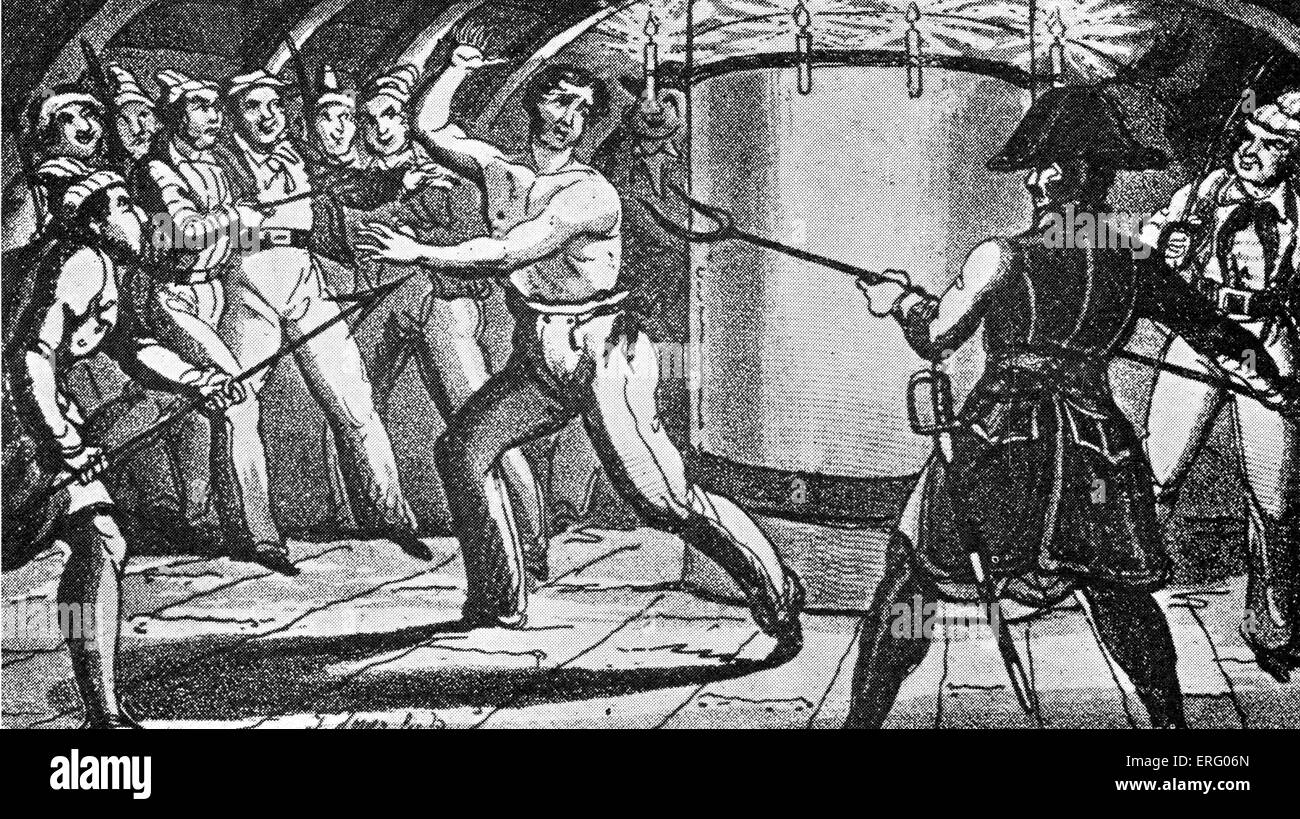 "" Schwitzen"auf Captain Spriggs Piratenschiff", Gravuren. "Schwitzen" war ein Folter-Spiel, wobei die Portugiesen waren zu laufen Stockfoto