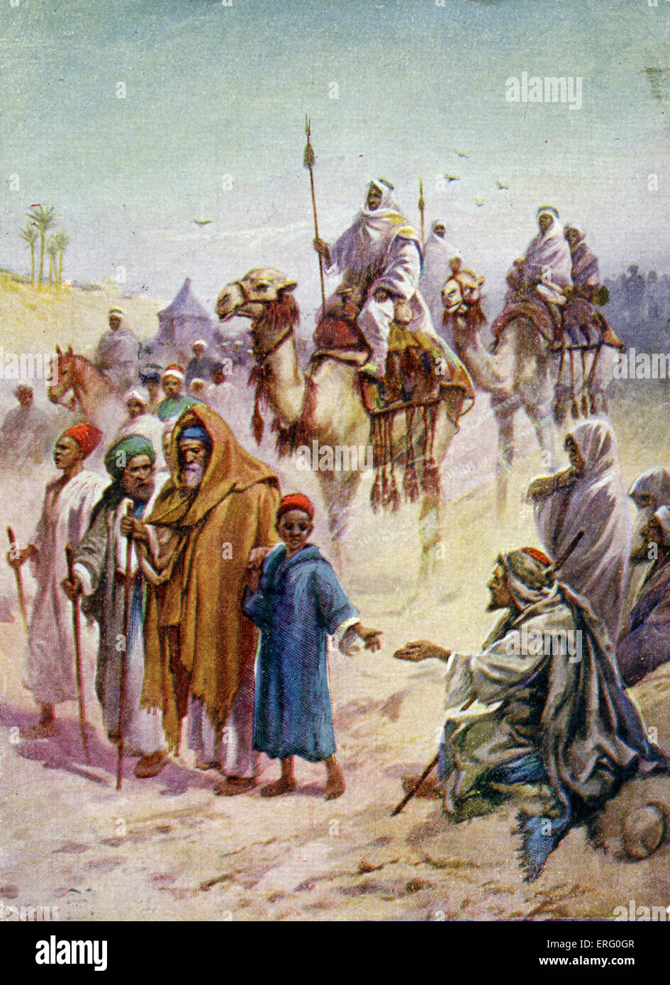 Pilgerfahrt nach Mekka, die Haj. Bildunterschrift lautet "auf dem Weg