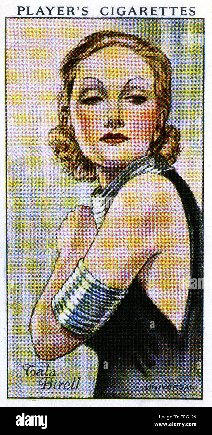 Tala Birell, getauft Natalie Bierl, Rumänisch-amerikanische Schauspielerin. 10. September 1907 – 17. Februar 1958. (Zigarette Spielerkarte) Stockfoto