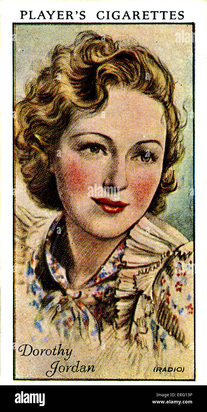 Dorothy Jordan, US-amerikanische Filmschauspielerin. 9. August 1906 - 7. Dezember 1988. (Zigarette Spielerkarte). Stockfoto
