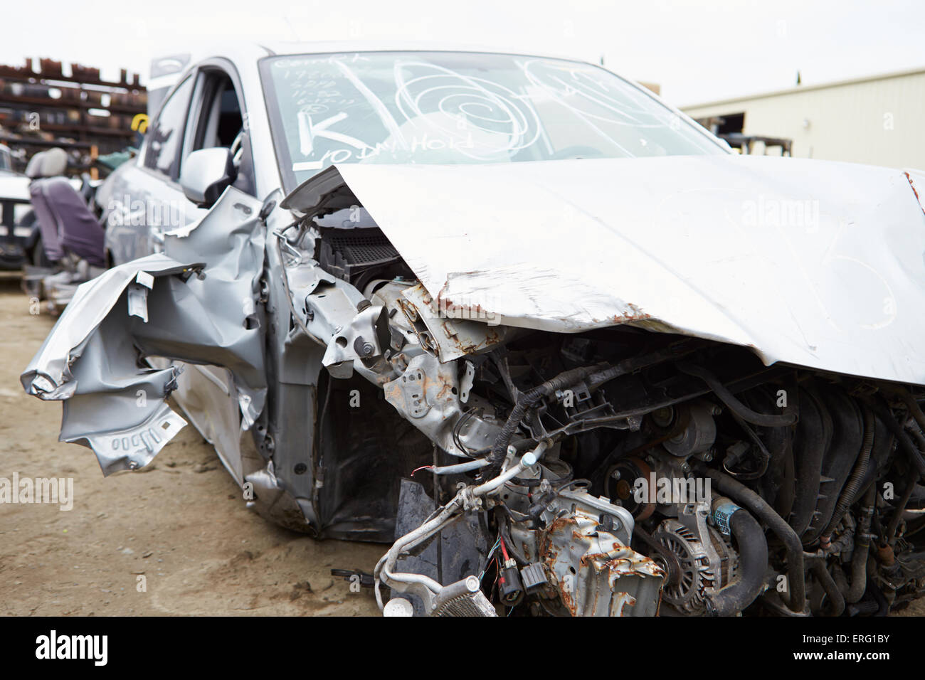 Beschädigte Auto In Verkehrsunfall verwickelt Stockfoto