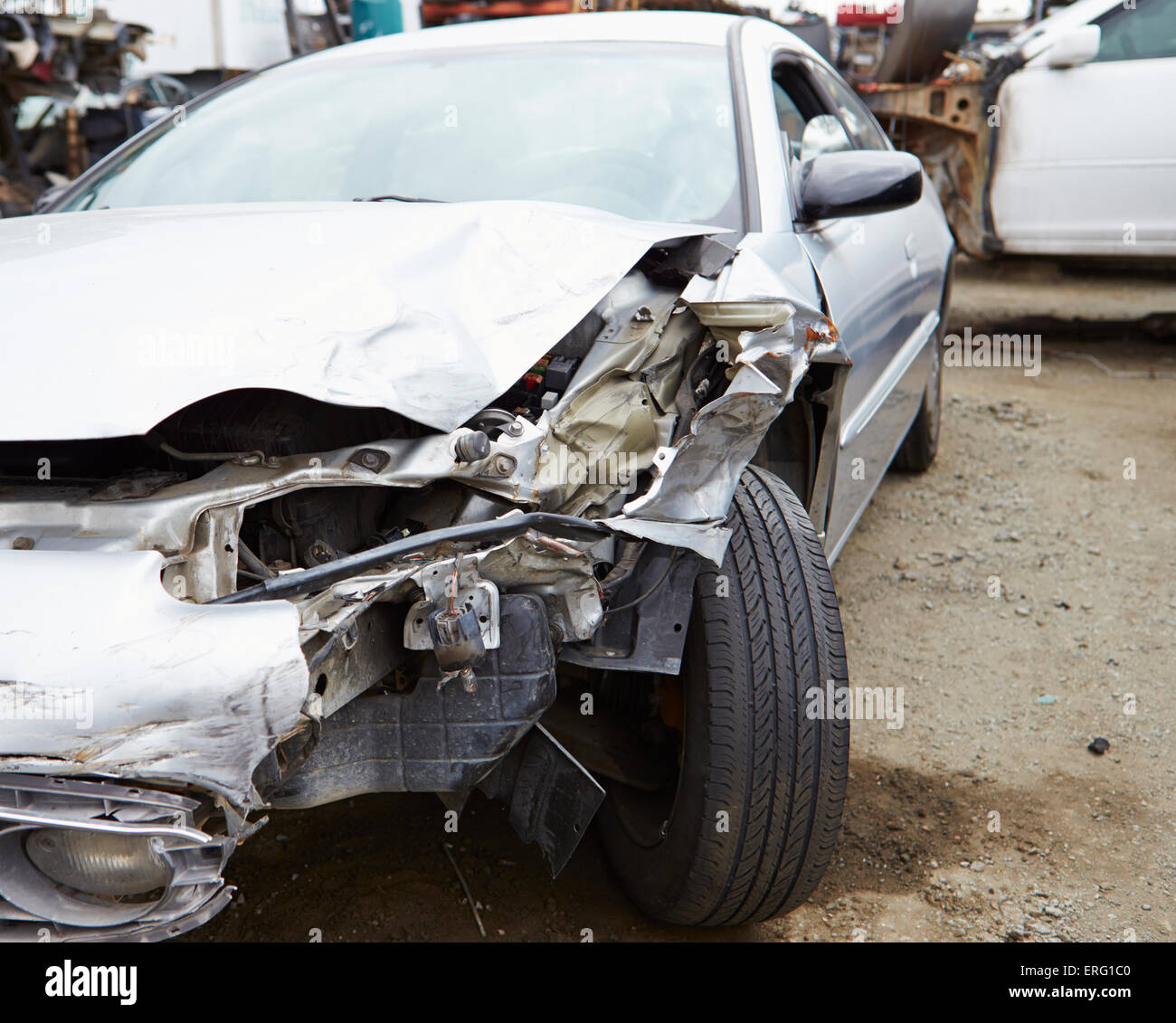 Beschädigte Auto In Verkehrsunfall verwickelt Stockfoto