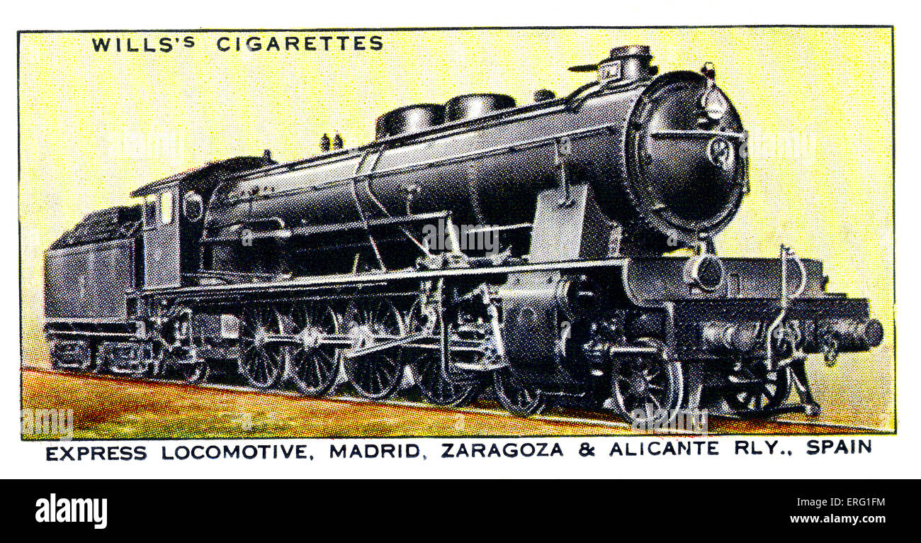 Spanisch Express Lok. 2-Zylinder 4-8-2 "Moutain-Typ" Motor. Für Madrid, Zaragoza und Alicante Eisenbahn in betrieben Stockfoto