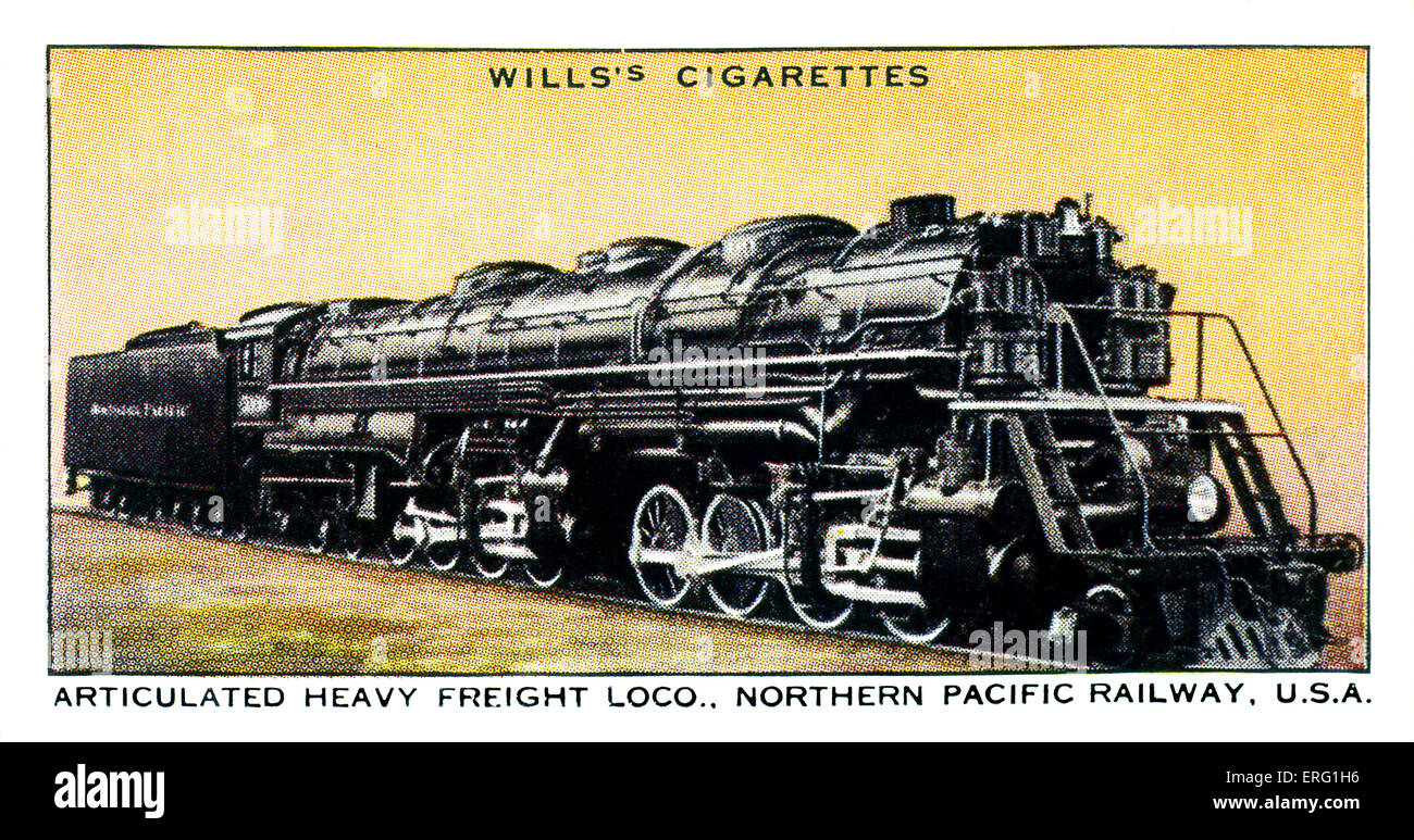 Amerikanische Fracht Lokomotive. Artikuliert schwere Fracht Lokomotive auf der Northern Pacific Railway, Vereinigte Staaten von Amerika 2-8-8-4 großen Motor Stockfoto