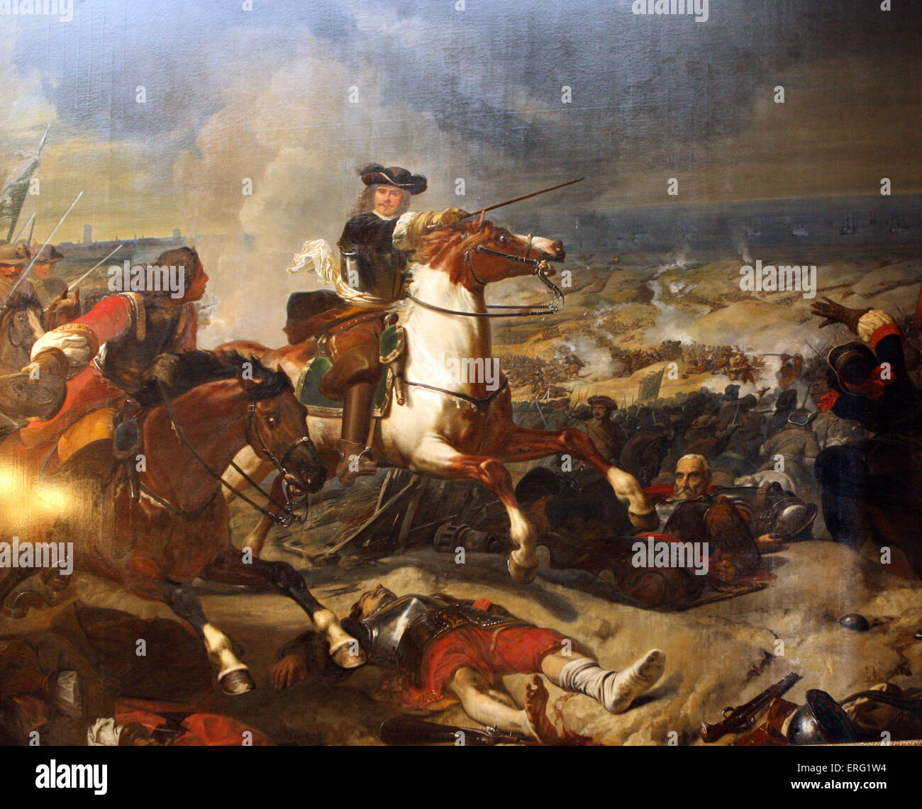 Belagerung von Dünkirchen - die Schlacht der Dünen. 14. Juni 1658 von Marschall Turenne gewonnen Stockfoto