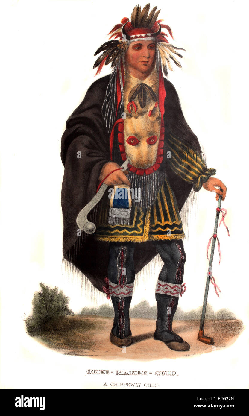 Okeemakeequid, ein Chippeway Häuptling. Indianischer Häuptling des Stammes Chippeway (Ojibwe). Portrait von Charles B. King (1785- Stockfoto