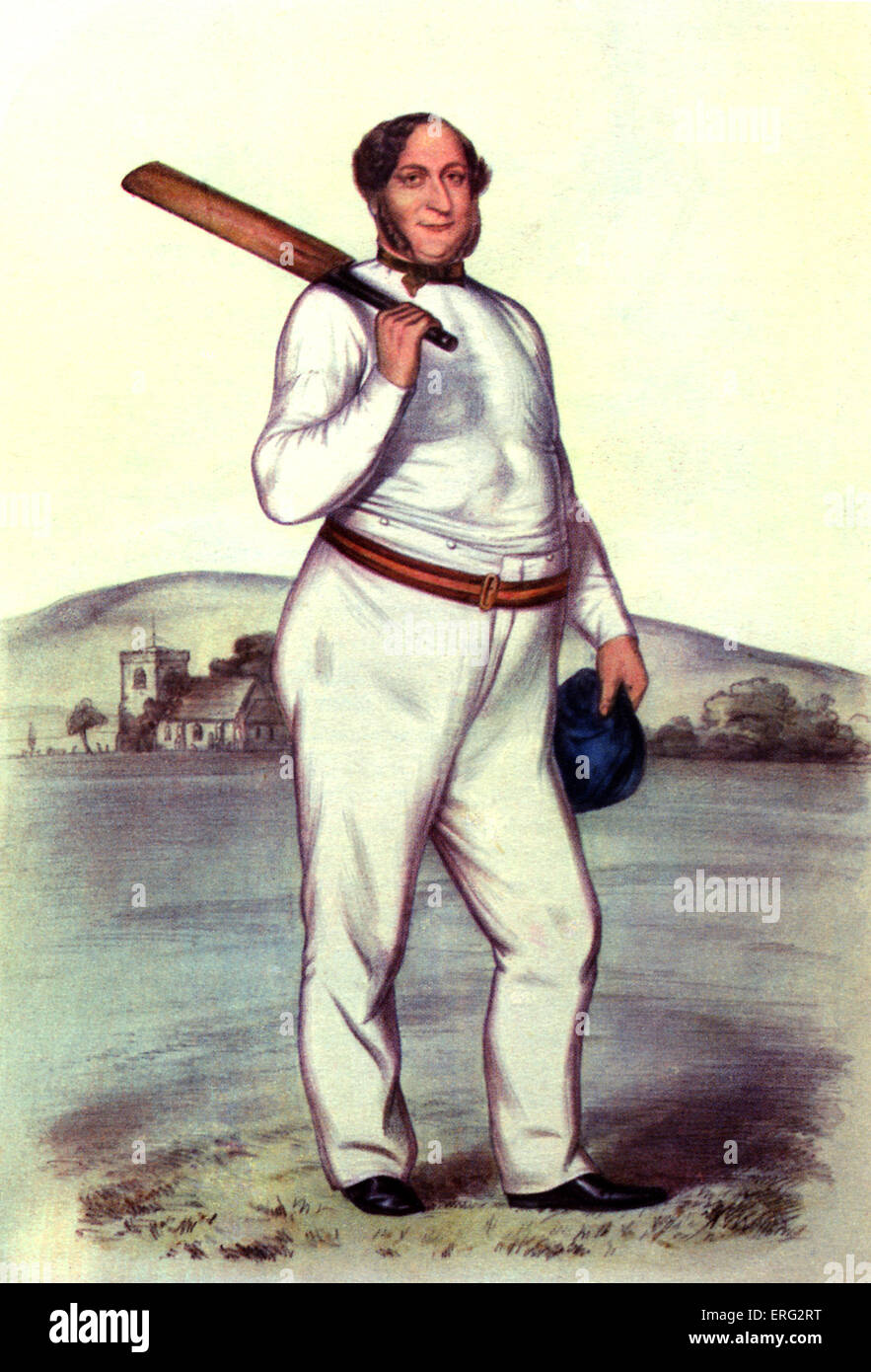 Alfred Mynn, Seeregenpfeifer Cricketspieler, 19. Januar 1807 - 1. November 1861.  Farbige Lithographie, 1852. Stockfoto