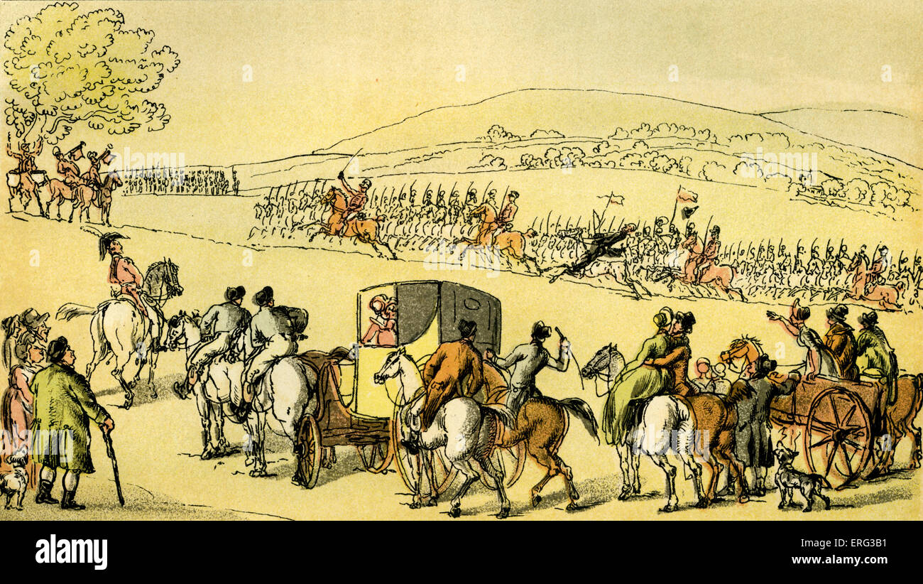 "Dr Syntax eine Überprüfung", Illustration von Thomas Rowlandson aus "Doktor Syntax-Tour auf der Suche nach the Picturesque" von William Stockfoto