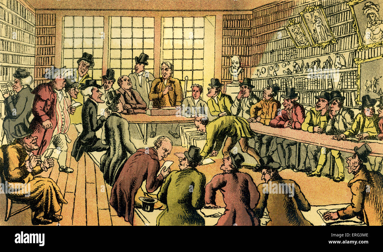 "Dr Syntax bei einer Auktion", Illustration von Thomas Rowlandson aus "Doktor Syntax Tour in Suche des Trostes" von William Stockfoto