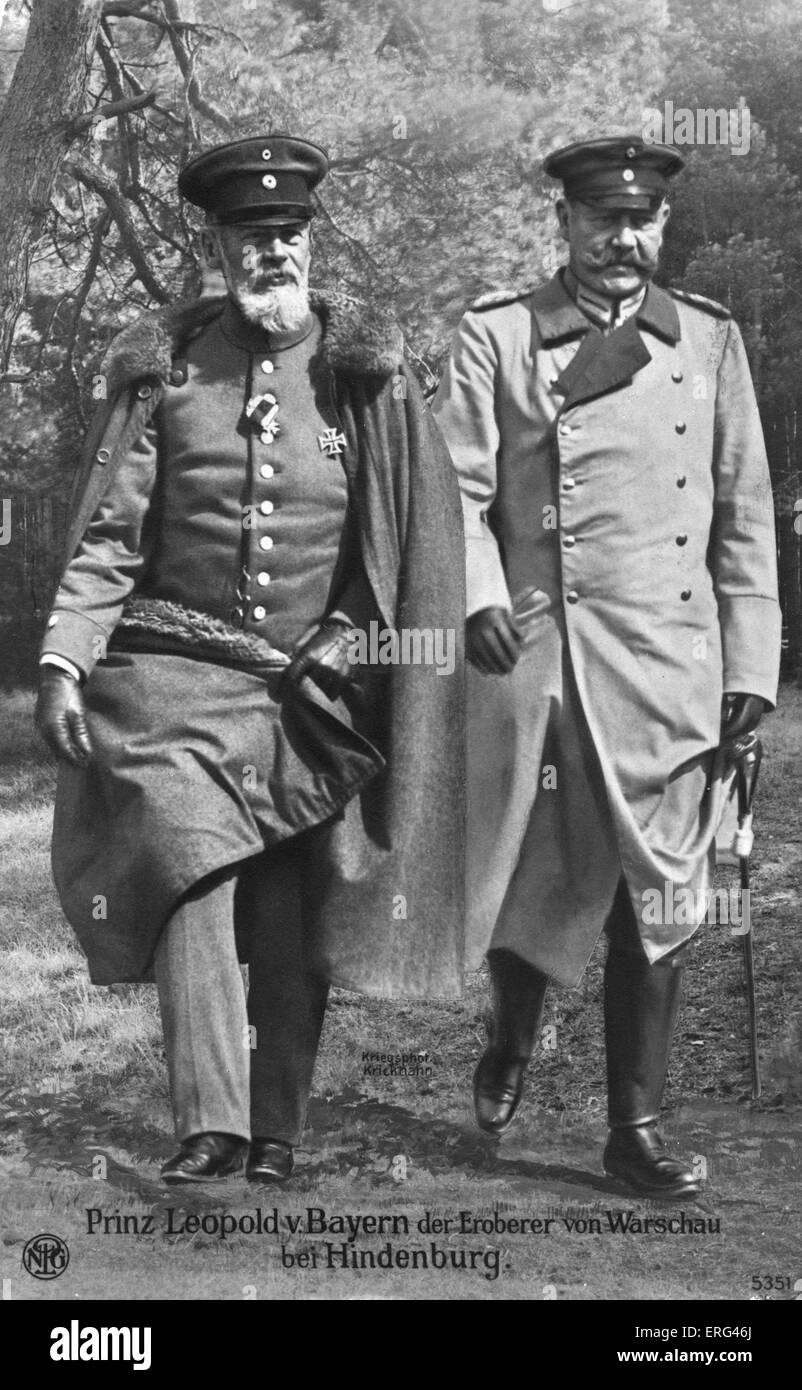 Prinz Leopold von Bayern (9. Februar 1846 - 28. September 1930) mit General Paul von Hindenburg. Prinz Leopold (Prinz von Stockfoto