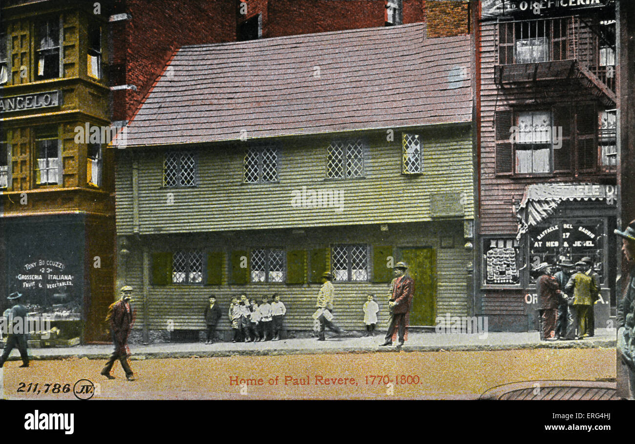Boston: Haus von Paul Revere von 1770-1800, Nordende. Foto c.1900s Stockfoto