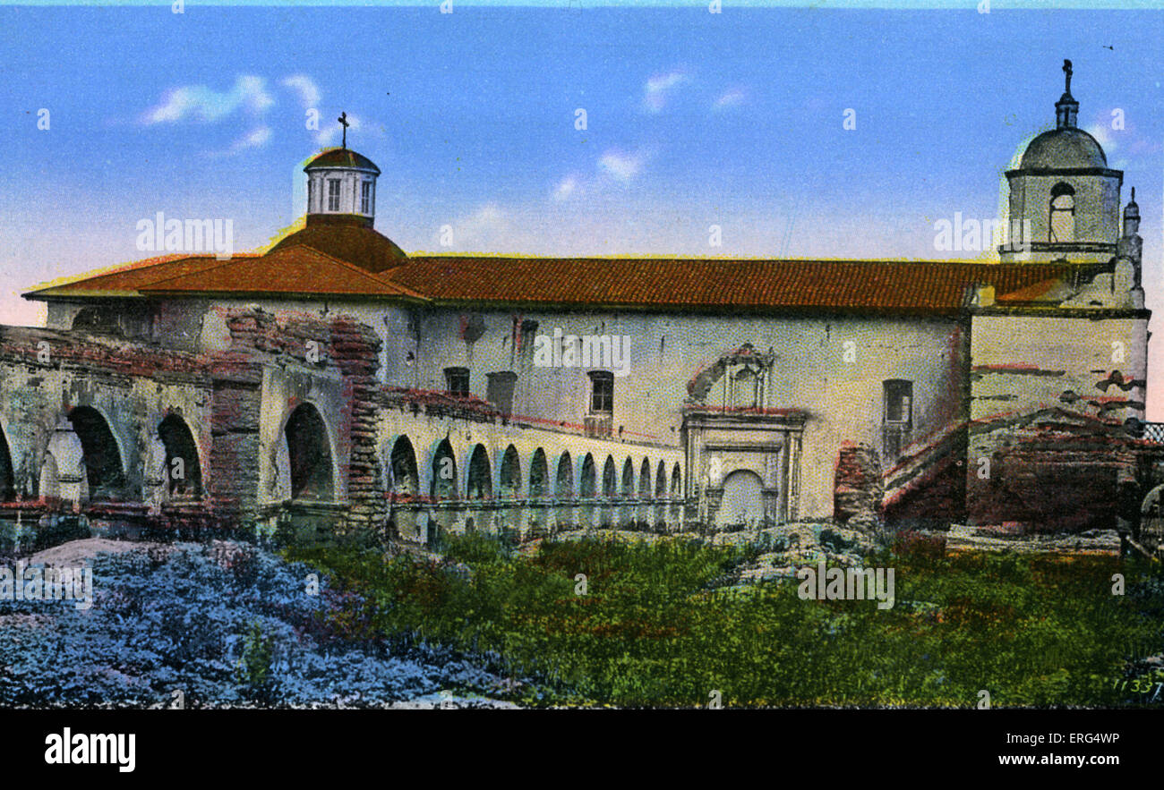 Kalifornien: Bögen von San Luis Rey Mission, gegründet 1798. Foto c.1900s Stockfoto